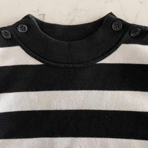 Karl Lagerfeld LS Striped Ribbed Mock Turtleneck Sweater Blk Wht Gry Pink Sz S - Picture 7 of 11